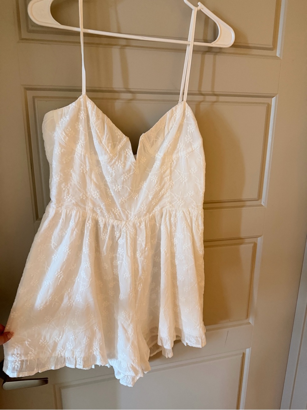 Princess Polly White Lace Romper with Floral Embroidery